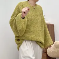 【林南南】圆领长袖毛衣休闲百搭时尚慵懒风简约大码6566356