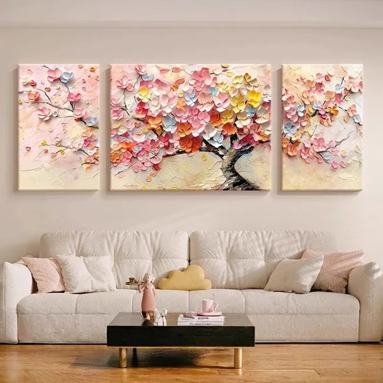 发财树大芬油画村装饰画大白墙沙发背景墙挂画2025新款轻奢高级感