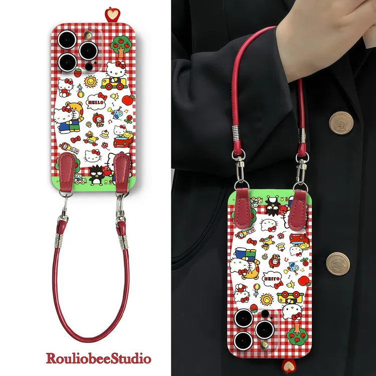 立体小苹果KT挂绳适用苹果16手机壳iPhone15小米14vivoppo华为p70