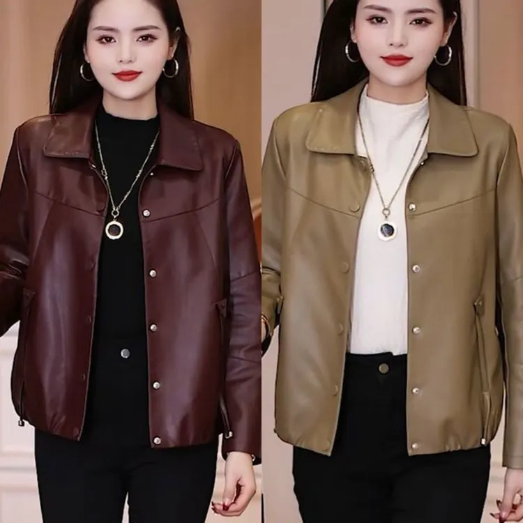 【气质女人专属】海宁短款2025春秋季皮衣外套女新款显瘦百搭上衣