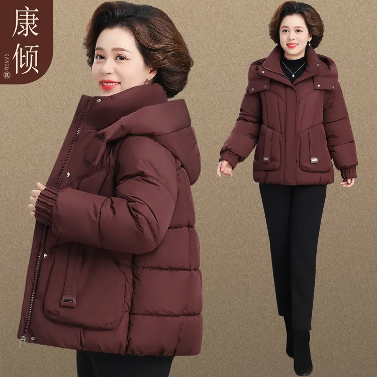 胖妈妈冬装时尚棉服加大码2025新款洋气中老年女秋冬宽松外套棉衣