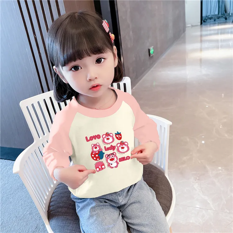 女童德绒T恤新款宝宝卡通春秋上衣儿童中大童长袖保暖打底衫休闲