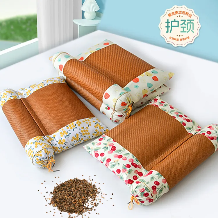 席子藤席荞麦壳枕可拆卸夏季颈椎枕凉席单人可拆凉枕宿舍透气枕