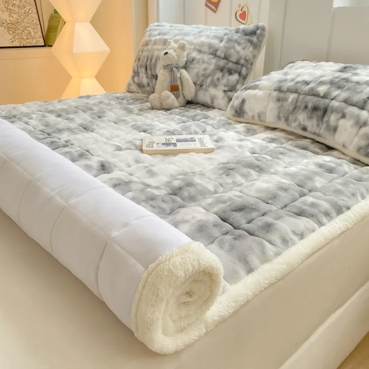 泡泡绒牛奶绒秋冬季加厚床垫软垫家用加绒床宿舍毛绒床单垫被褥子