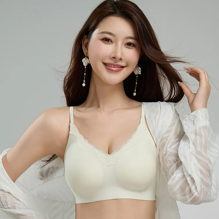 无痕粉底液内衣女无钢圈小胸聚拢收副乳防下垂大胸舒适文胸夏季