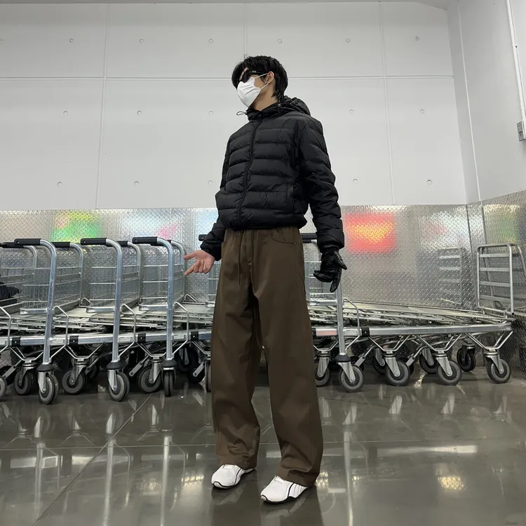 加绒加厚美式弯刀裤男冬季重磅裤子宽松直筒运动阔腿男款休闲裤