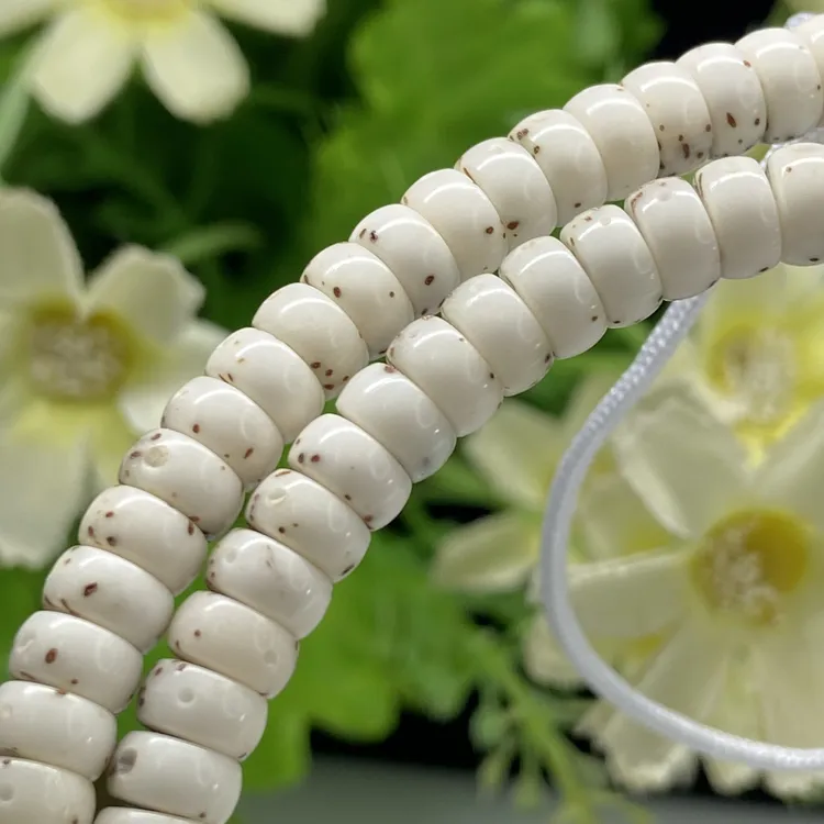 429787精品大留白 石玉料星月6x3mm药片珠 文玩手串念珠