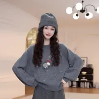 【YY·studio】钩花长袖毛衣秋冬新款圆领套头针织衫上衣YY-9096