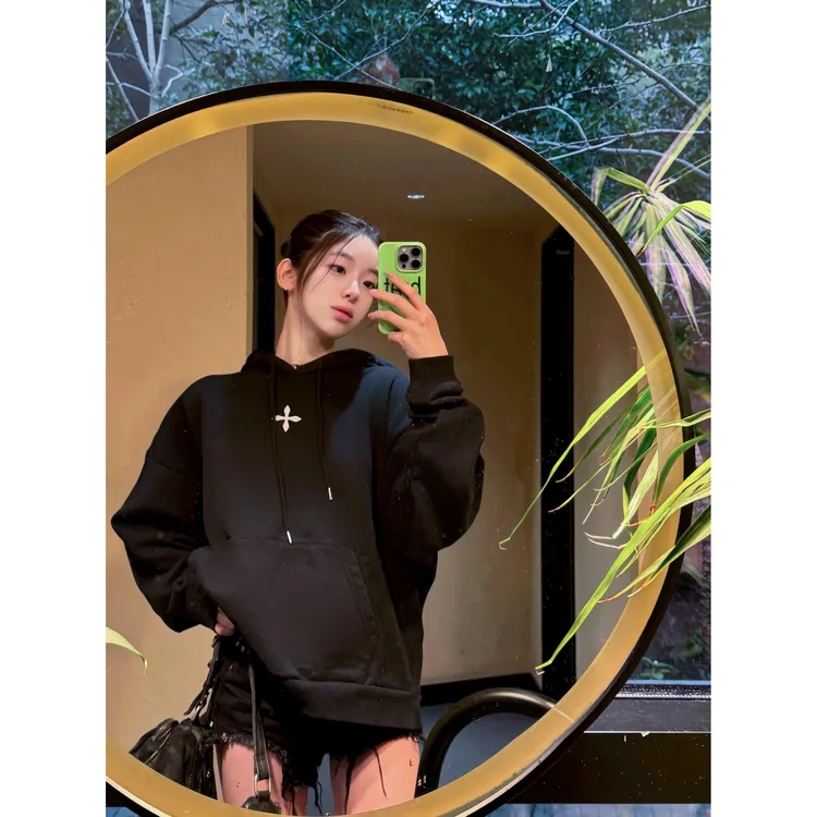 【太阳专属】YWBY秋冬季新款美式风宽松休闲印花连帽卫衣男女款百搭长袖上衣 