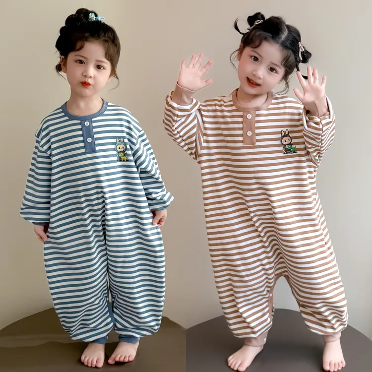 儿童连体睡衣女童纯棉春秋女孩2025新款四季防着凉女宝宝连身睡袋