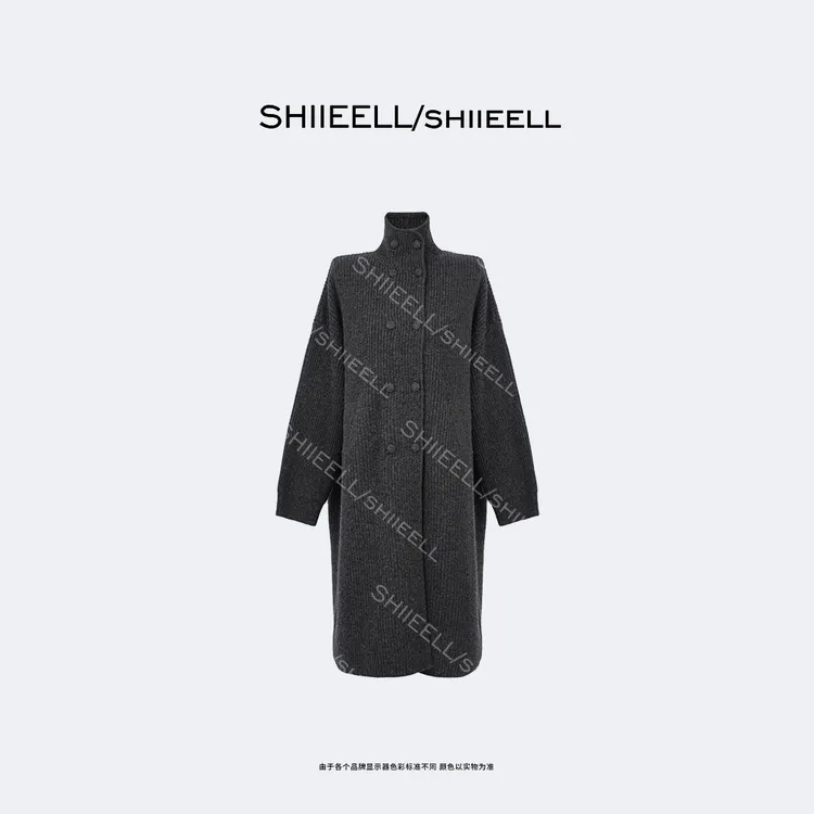 SHIIEELL【羊毛针织】高品质双排扣极简主义气质加厚针织开衫Z7519