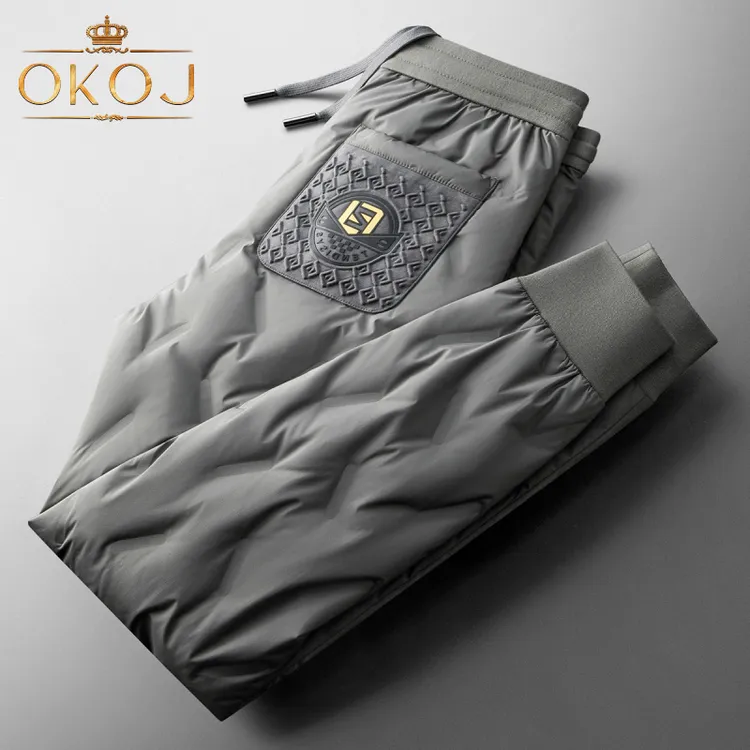 OKOJ时尚高端羽绒裤男士休闲裤压胶防风防水加厚秋冬新款束脚裤
