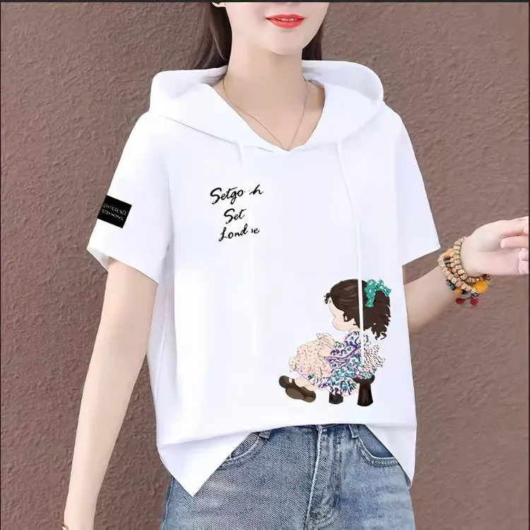 2025夏最新款连帽卫衣宽松显瘦百搭女带帽打底衫新款上衣