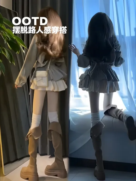 米兰往事~秋季翻领条纹收腰抽绳拉链夹克外套+小蛮腰百褶裙两件套