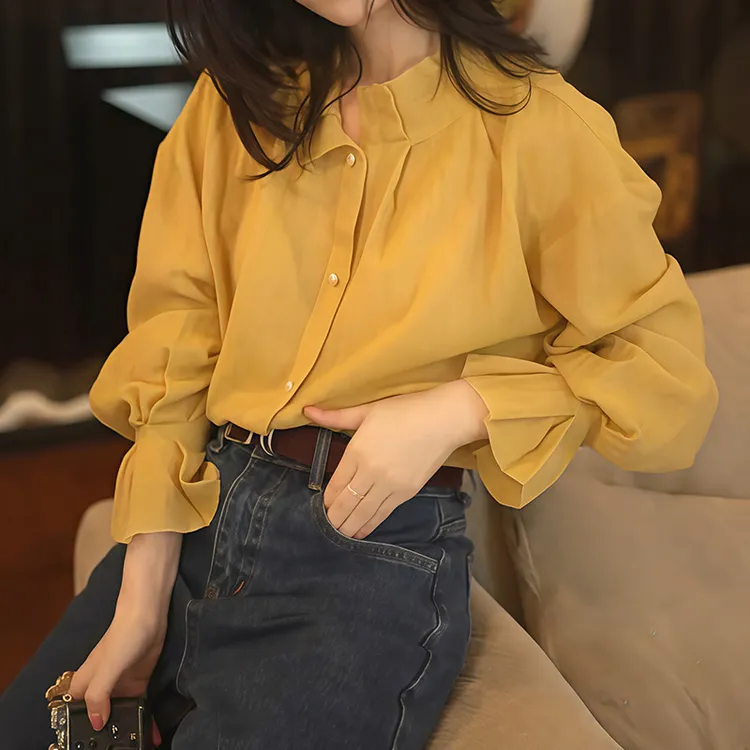 显瘦秋季长袖流行衬衫2025年新款韩系花边领时尚女装独特漂亮上衣