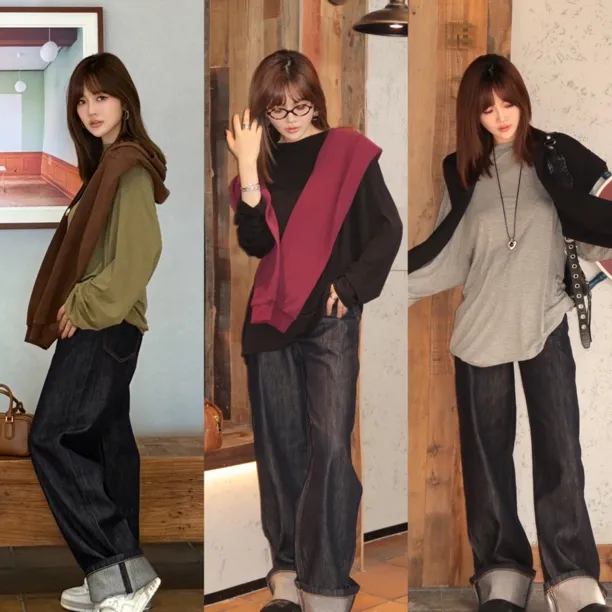 refound ten 设计感秋季撞色连帽长袖T恤