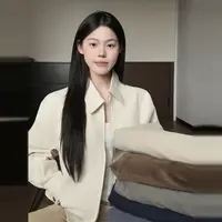 韩系杏色工装夹克外套短款女2025年早秋新款小个子翻领棒球服春秋