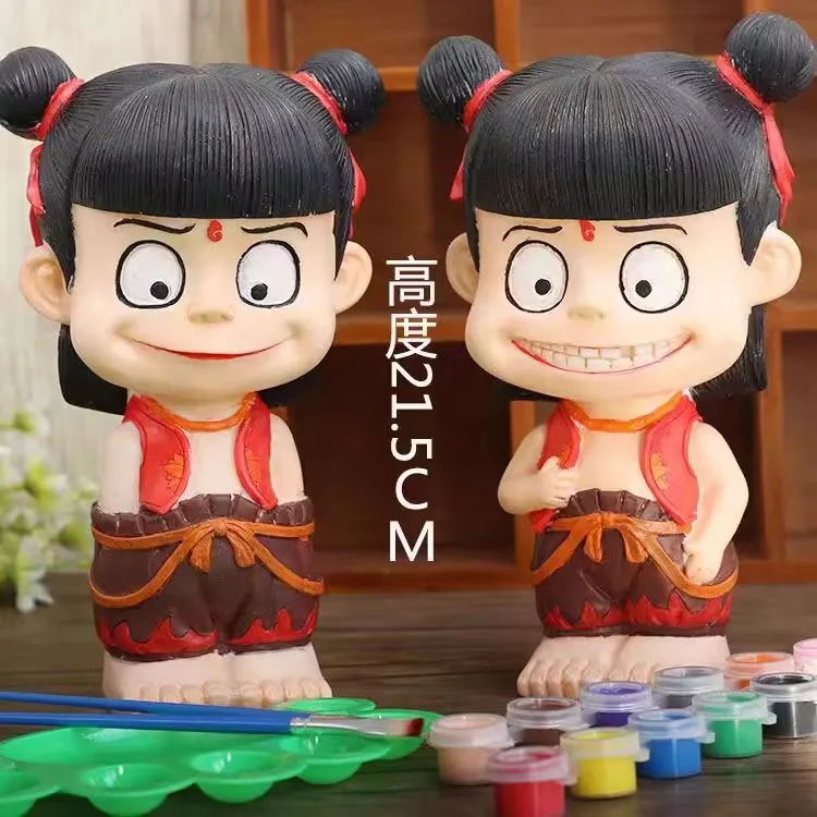 哪吒2石膏娃娃涂色敖丙魔童闹海立体儿童diy玩具彩绘涂鸦白坯手工