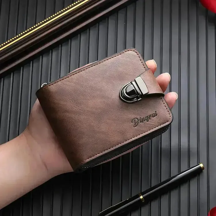 【男士专柜】男士钱包短款拉链包大容量小拿包商务复古零钱包Z