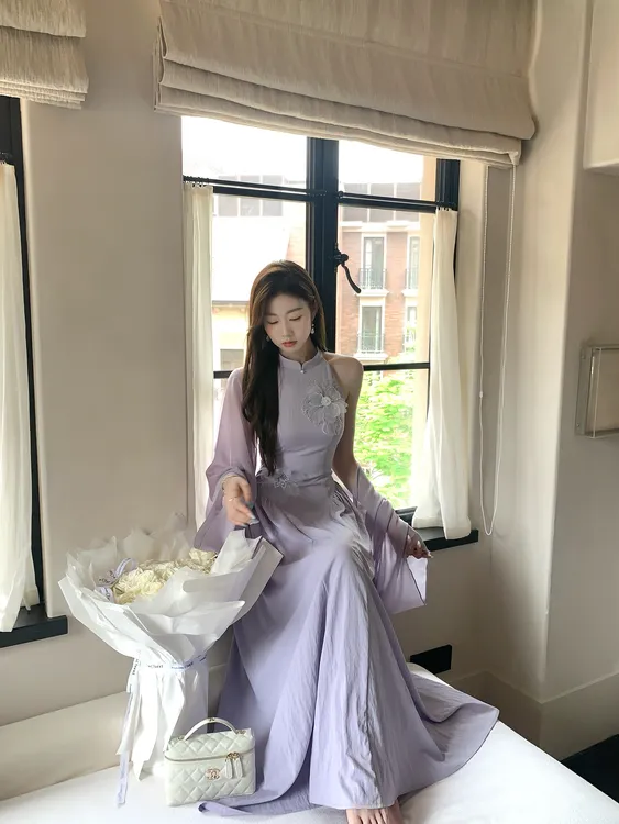 EIA一尧【烟云渡】温柔气质优雅艺术感新中式连衣裙小众无袖长裙夏