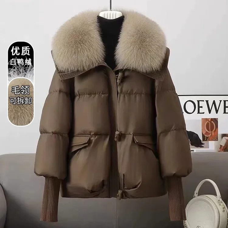 羽绒服女冬季时尚洋气短款2025新款显瘦大毛领加厚小个子保暖外套