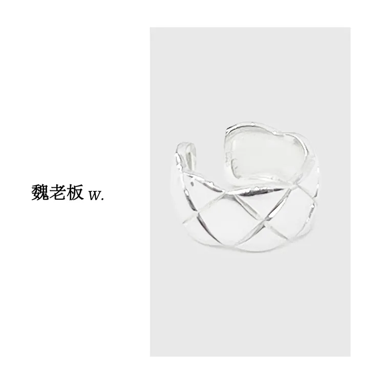 925银戒指 W.Diva【天鹅舞】简约时尚菱格纹S925银戒指0J31R0836