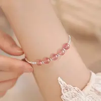 925银仿水晶手链 “草莓晶碎银”手链桃花运韩版小众设计ins手饰