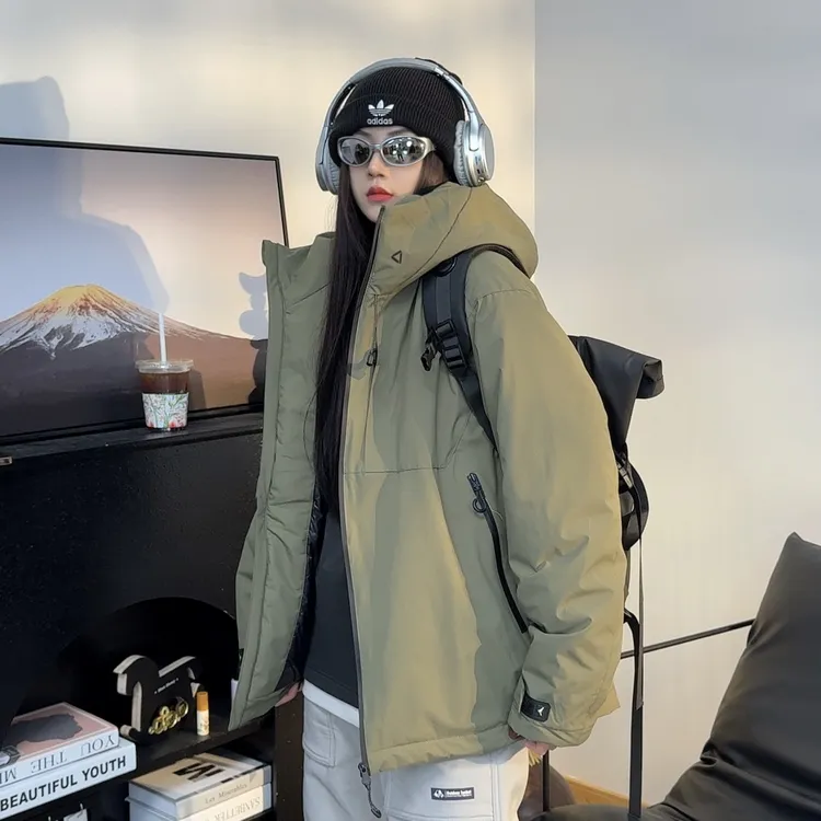 零压感！蓄热棉服！连帽防风防水情侣穿搭外套W0010