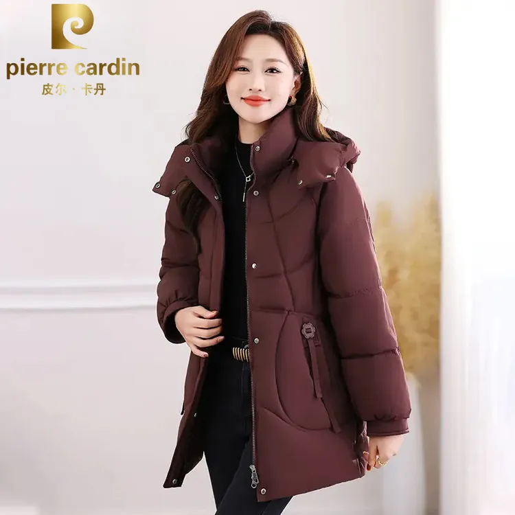 皮尔卡丹中长款棉服女款2025新款冬季加厚洋气棉袄中年妈妈棉衣
