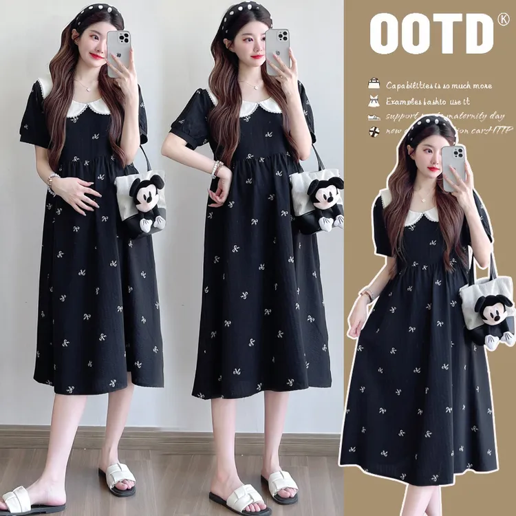 2025孕妇装夏款连衣裙甜美宽松气质显瘦大码夏季长款裙子洋气时尚