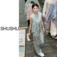 现货新款【亭亭玉立】新中式夏季时尚气质休闲马甲套装