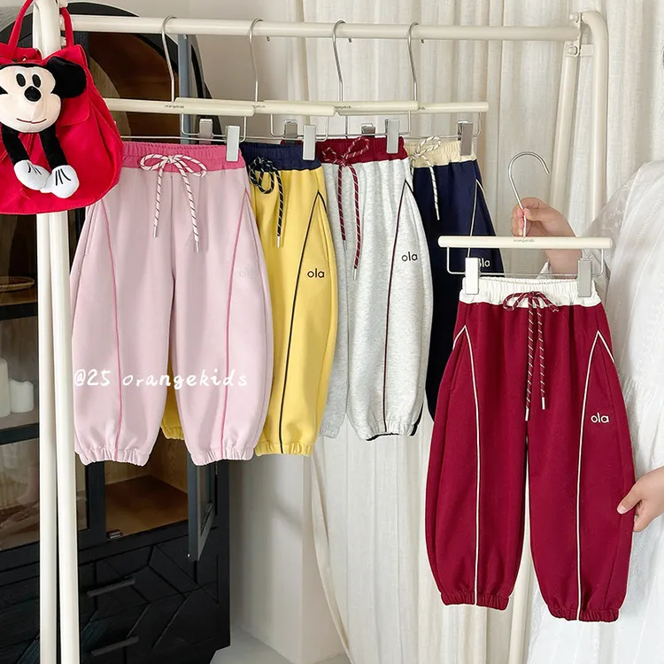 女童潮酷帅秋装2025新款时尚儿童字母卫裤洋气休闲百搭裤HS63232