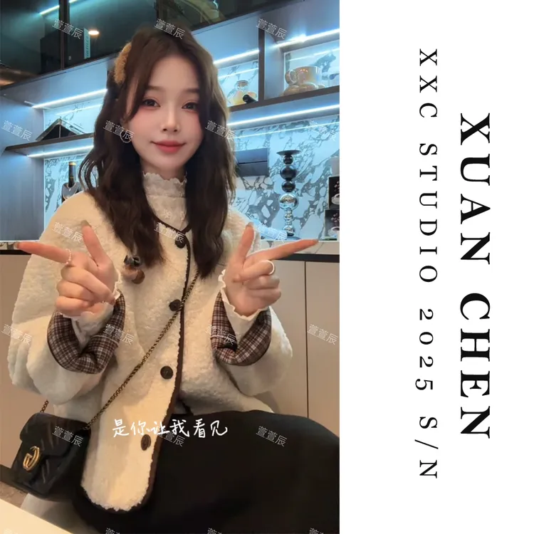 【月亮城堡】秋冬外套女时尚洋气宽松万能百搭厚款毛毛外套#8928