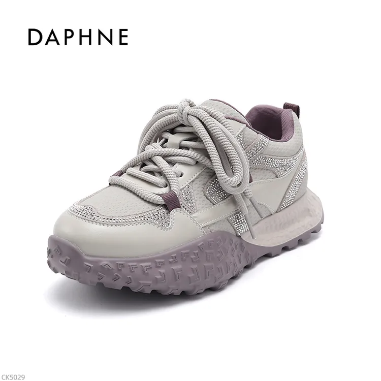 达芙妮休闲德训鞋女2025秋冬新款时尚厚底增高百搭圆头系带阿甘鞋