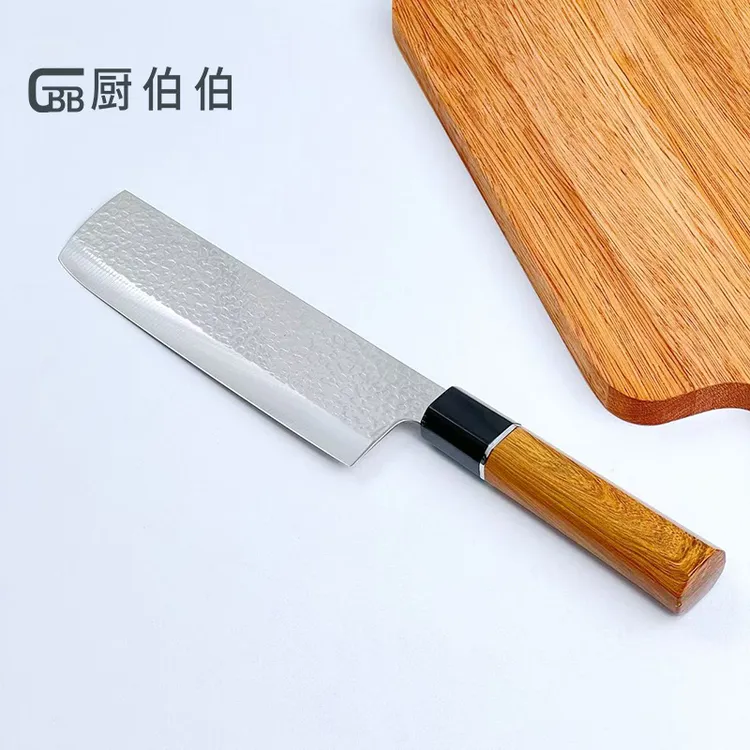 厨伯伯仿木柄不锈钢日式锤纹料理刀西瓜刀