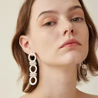 铜合金仿珍珠耳饰 so am i 贝珠三圈耳钉 原创设计 衔竹系列