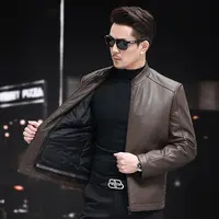 VBA 2820Z ZKK 头层牛皮立领绵羊毛内胆加厚保暖时尚海宁真皮皮衣