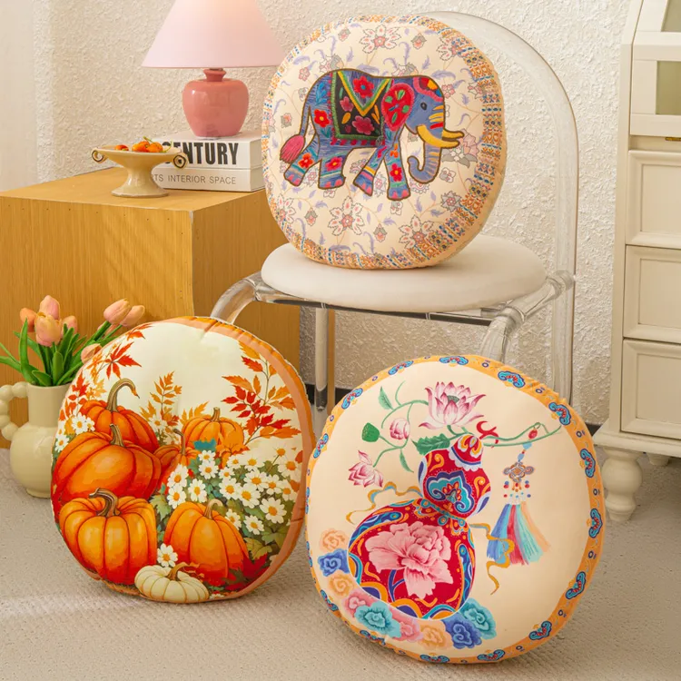 圆形加厚棉麻防滑坐垫家用创意阳台榻榻米地垫蒲团抱枕