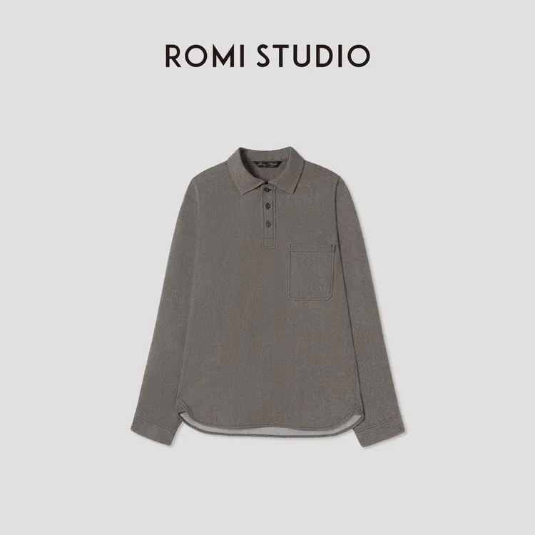 ROMI STUDIO“松弛随性” 亚麻棉混纺麻结肌理感套头衬衣 431T5086