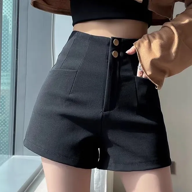 黑色西装女秋季外穿高腰显瘦弹力a字下秋装女款女生爆款2025新款