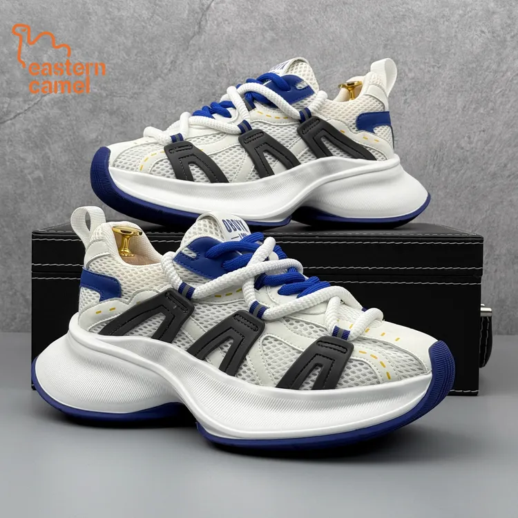 东方骆驼男鞋夏季透气厚底增高老爹鞋潮流时尚百搭男士休闲运动鞋