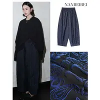  NanBeiBei '蓝色腰果花' 原创设计款刺绣蓝色腰果花松紧裤 001