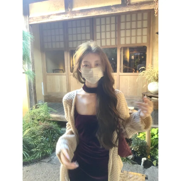 MARIE.COCO秋季慵懒纯欲辣妹风针织外套女修身显瘦内搭吊带连衣裙