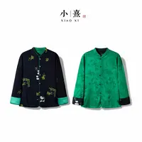 【清欢】2025新款双面双穿新中式上衣女宽松立领提花高级感春秋外套