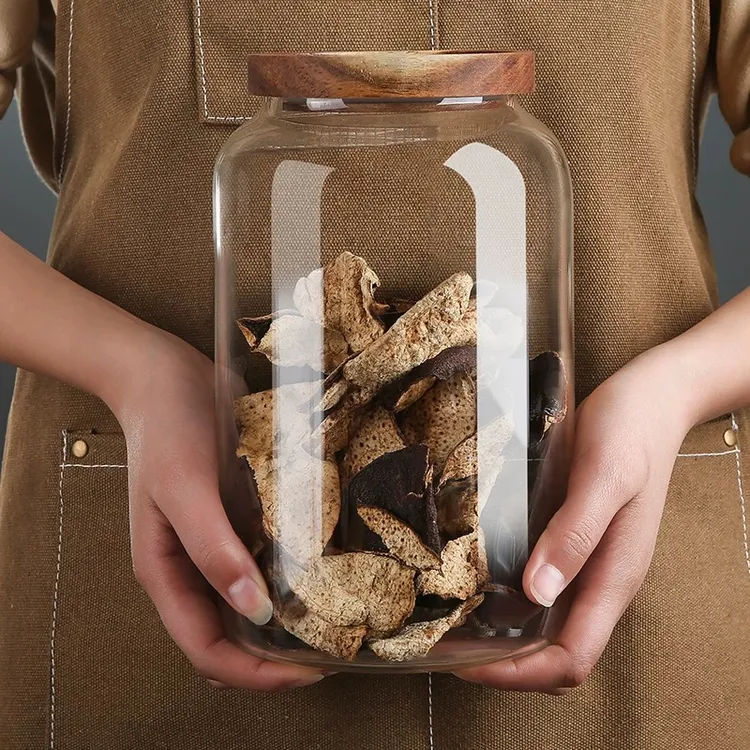 中号透明加厚高硼硅玻璃陈皮罐大容量家用茶叶收纳罐高档糖果罐