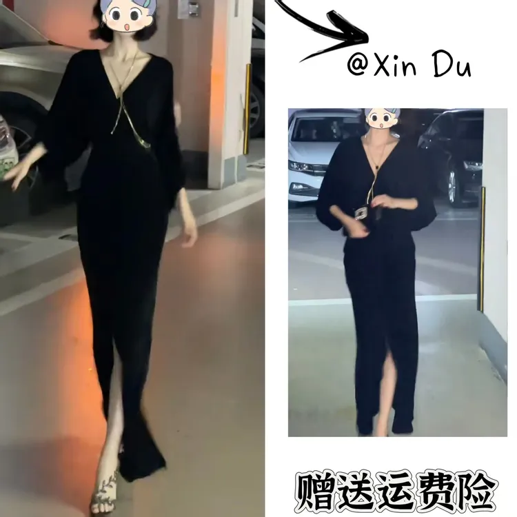 2025秋季新款时尚显瘦气质女士网红洋气连衣裙百搭款D22336