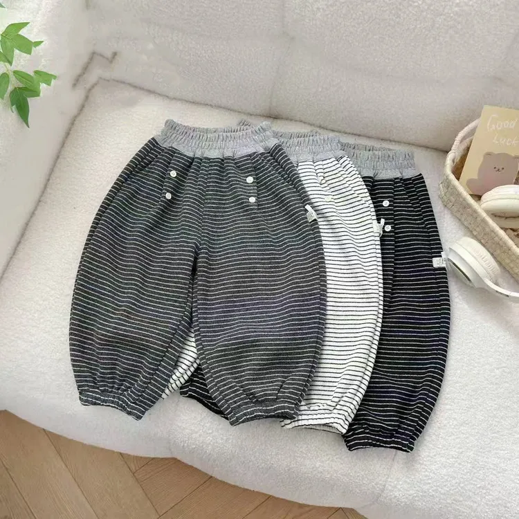 儿童加绒秋冬卫裤韩版冬季新款一体绒条纹百搭长裤宝宝加厚裤子潮