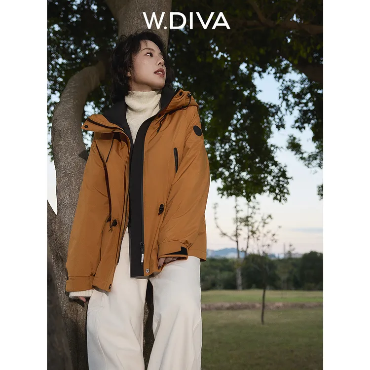 W.Diva【巡旅羽绒】三防抽绳收腰可拆卸90鹅绒内胆羽绒服54C143388