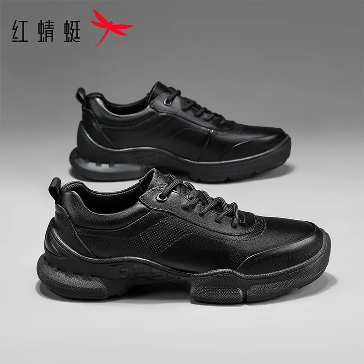 红蜻蜓男鞋2025秋季新款潮流时尚男士运动鞋百搭黑色休闲皮鞋男款