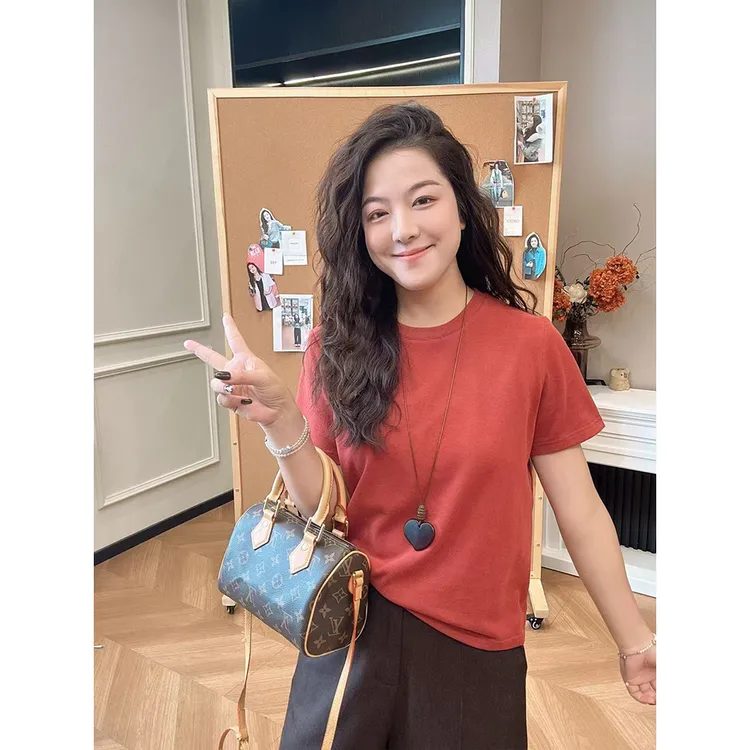 WenWen小个子2025韩版圆领显瘦百搭休闲短袖T恤上衣打底衫4313